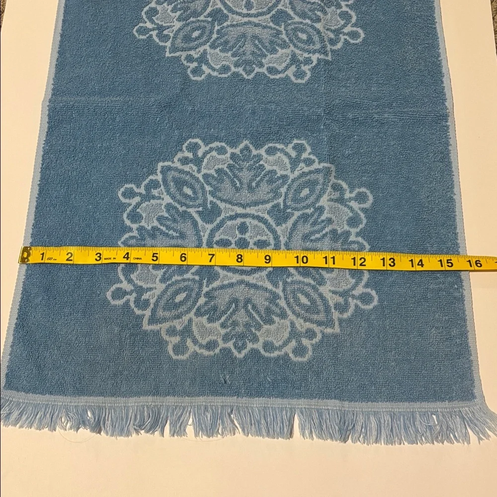 Vintage Sears Cotron Blue Hand Towels Set of Two Made in USA
